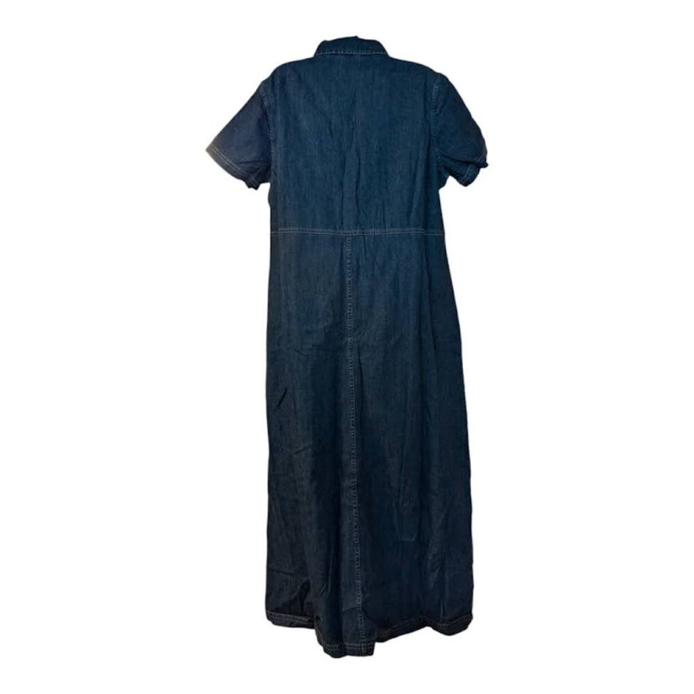 L.L. Bean Blue Denim Maxi Shirt Dress 16 regular NEW - Picture 3 of 3